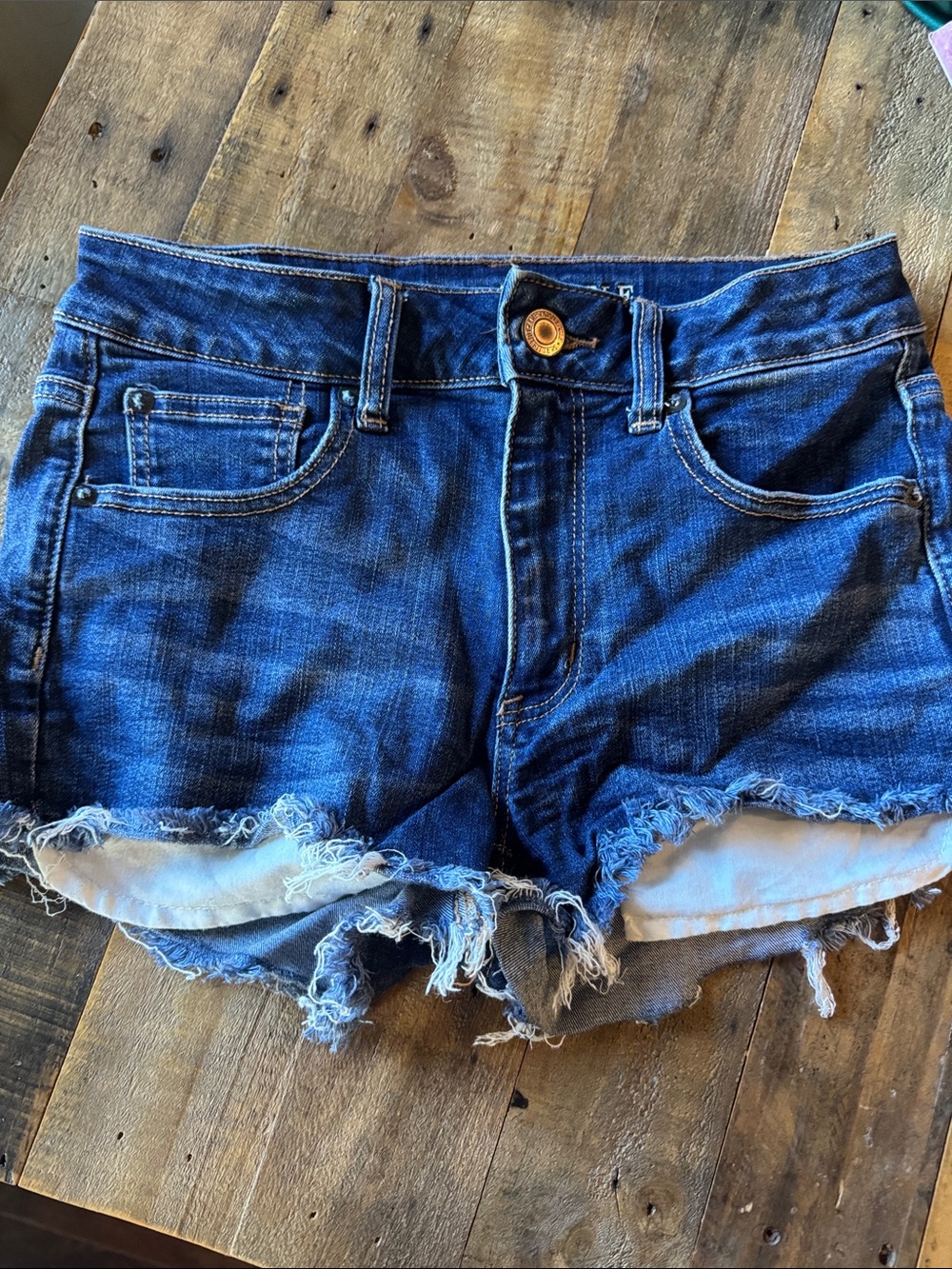 American Eagle Outfitters Dark Blue Denim Cutoff Shorts
